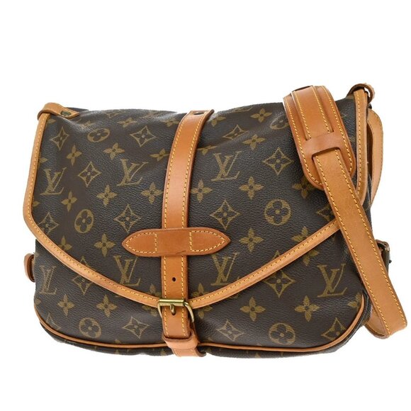 LOUIS VUITTON Logo Saumur 30 Shoulder Bag Monogram Leather Brown M42256 16KB413 - Picture 1 of 15